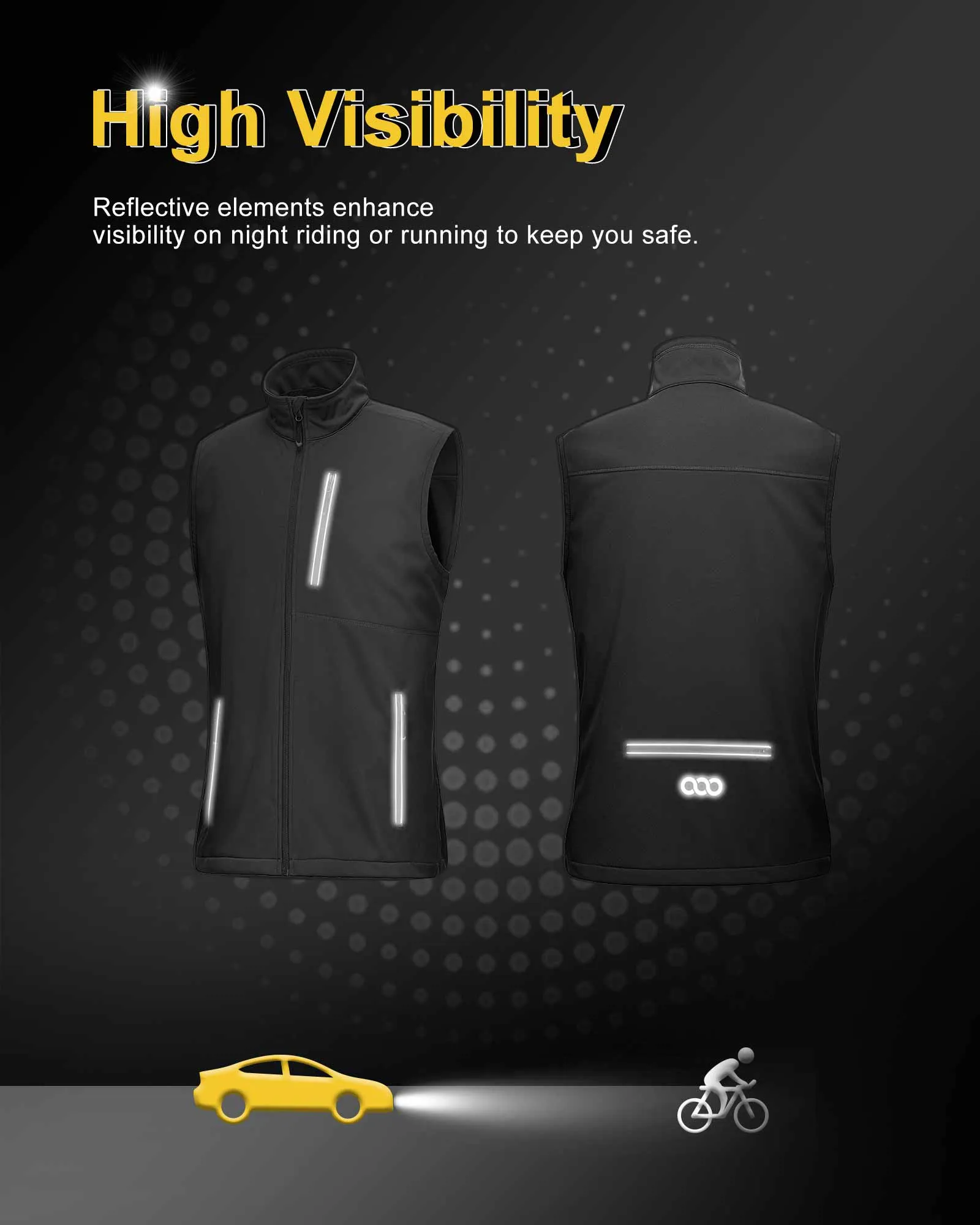 0.88lbs 10000mm Waterproof 10000 Level Breathable Men's Windproof Vest Outerwear with 6 Pockets Reoflective Design