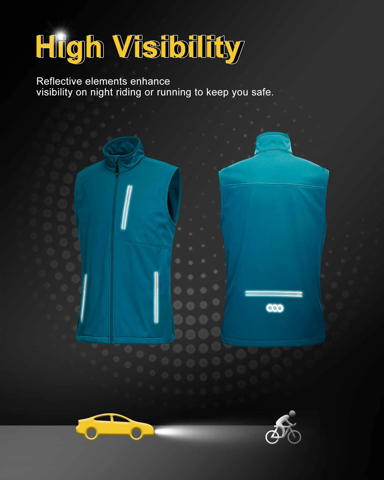 0.88lbs 10000mm Waterproof 10000 Level Breathable Men's Windproof Vest Outerwear with 6 Pockets Reoflective Design