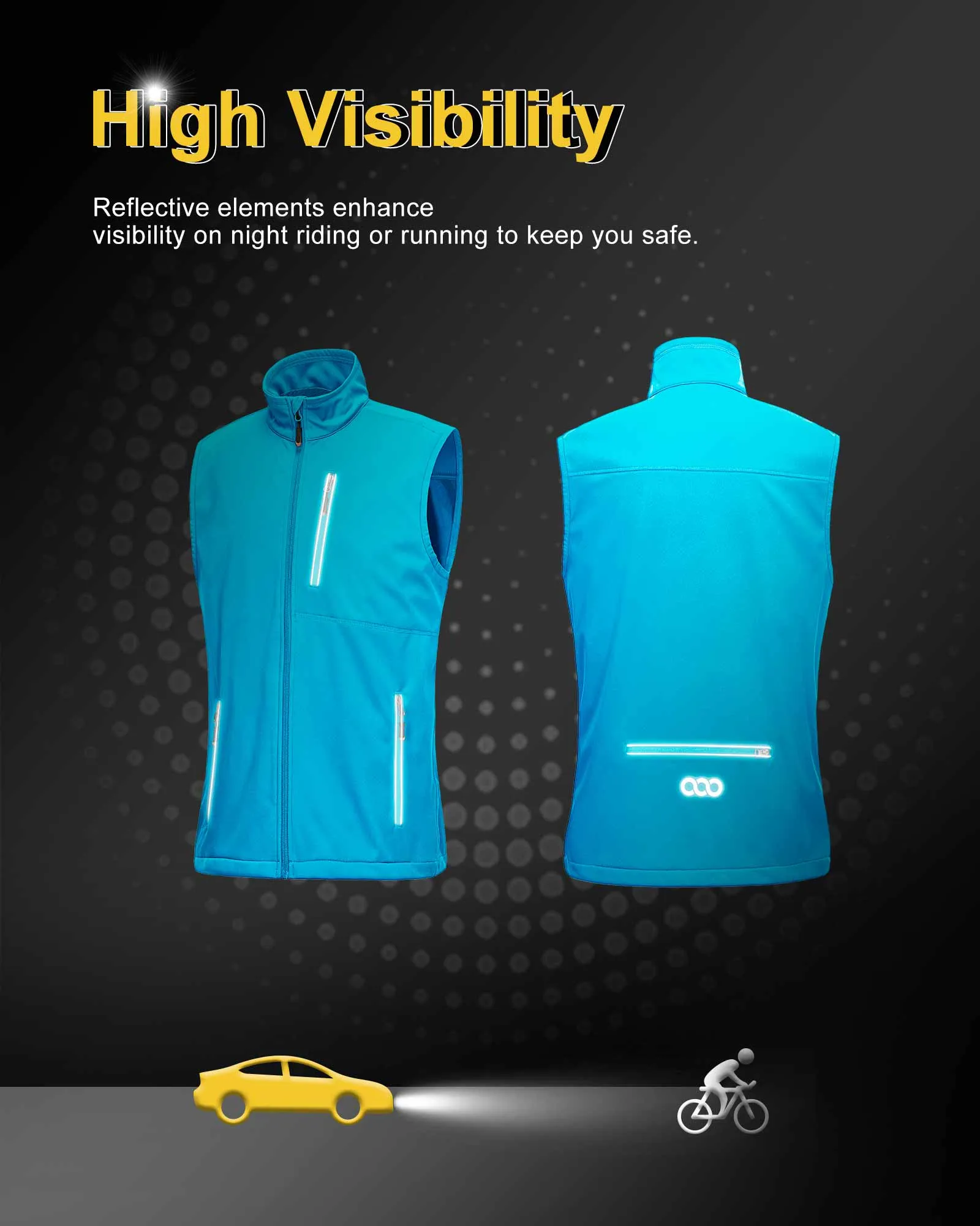 0.88lbs 10000mm Waterproof 10000 Level Breathable Men's Windproof Vest Outerwear with 6 Pockets Reoflective Design