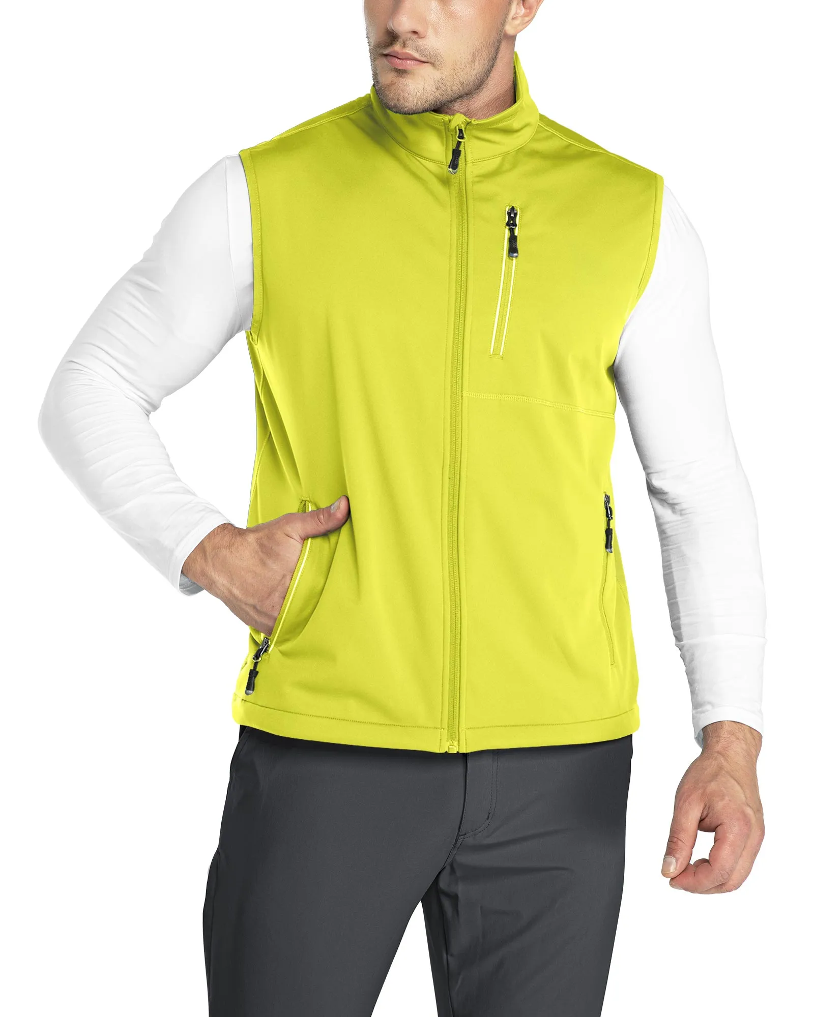 0.88lbs 10000mm Waterproof 10000 Level Breathable Men's Windproof Vest Outerwear with 6 Pockets Reoflective Design