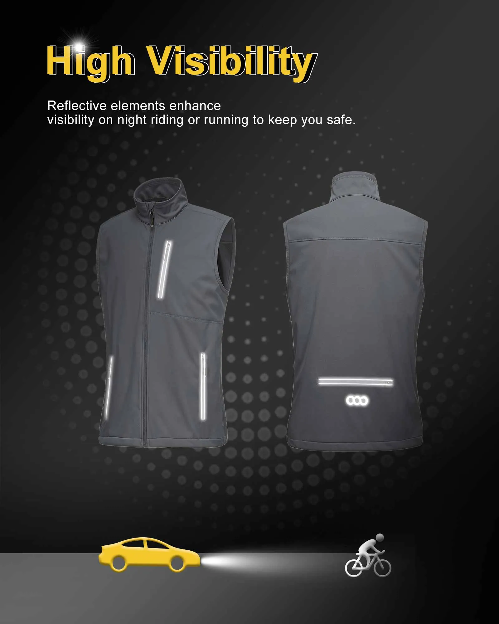 0.88lbs 10000mm Waterproof 10000 Level Breathable Men's Windproof Vest Outerwear with 6 Pockets Reoflective Design