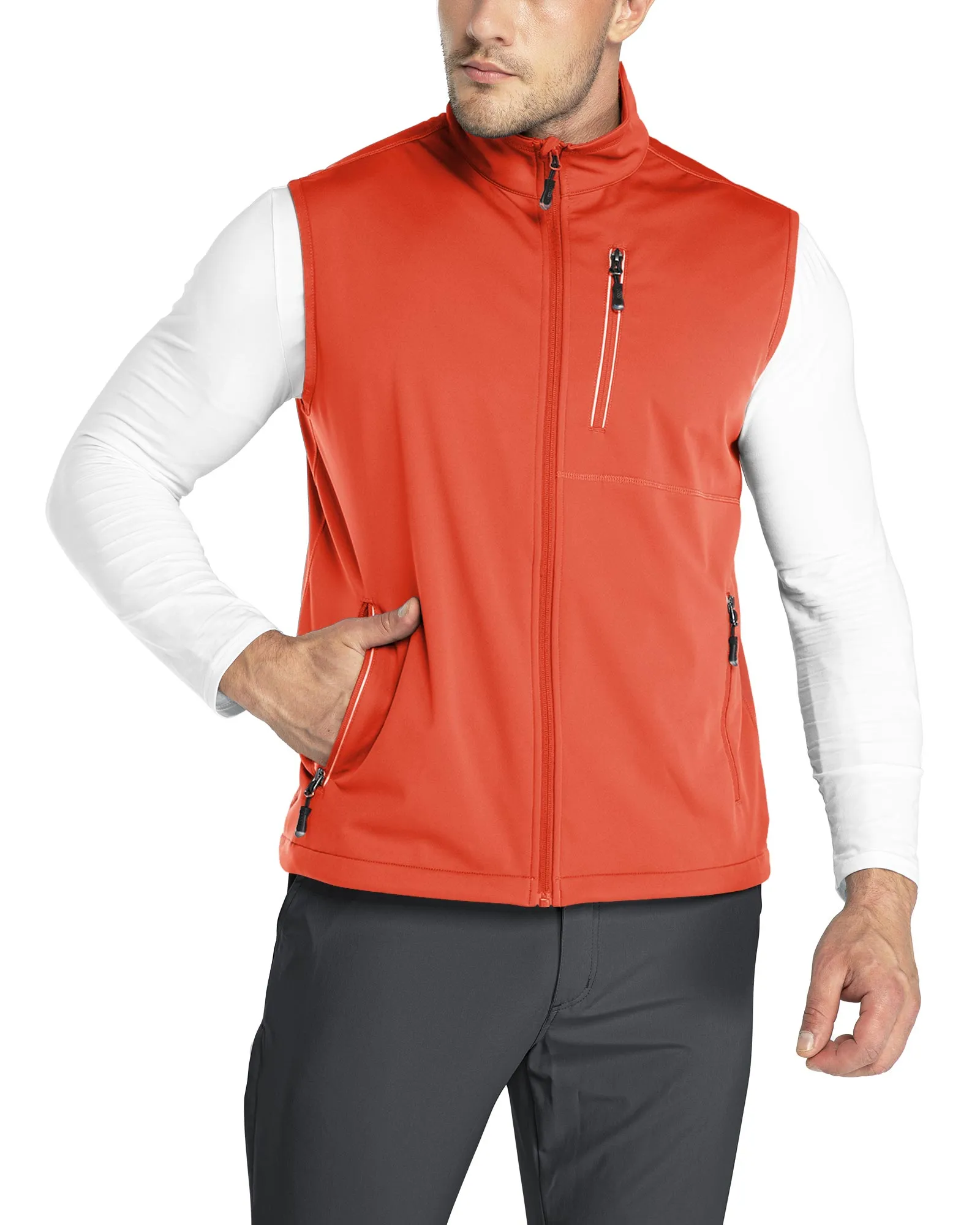 0.88lbs 10000mm Waterproof 10000 Level Breathable Men's Windproof Vest Outerwear with 6 Pockets Reoflective Design