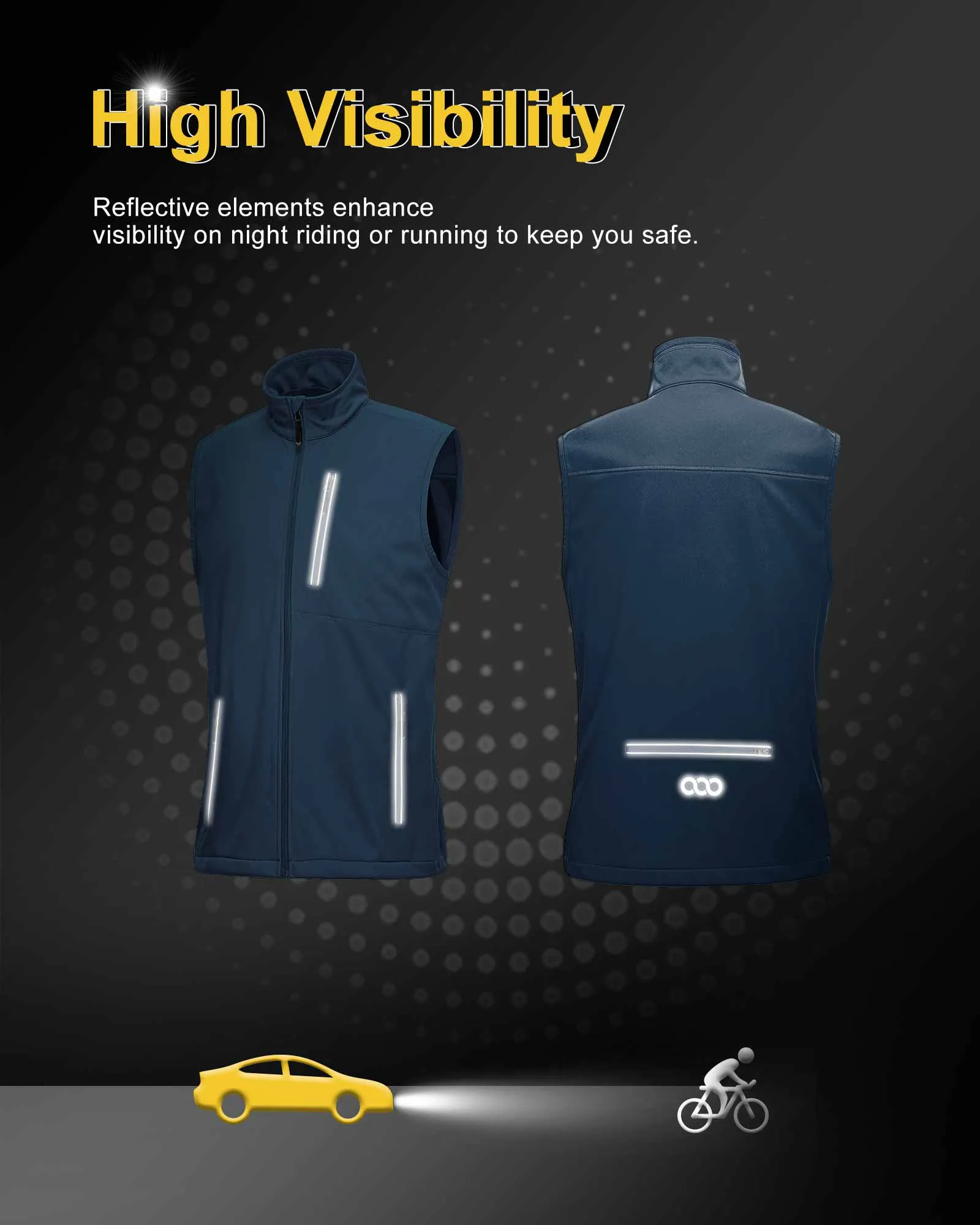 0.88lbs 10000mm Waterproof 10000 Level Breathable Men's Windproof Vest Outerwear with 6 Pockets Reoflective Design