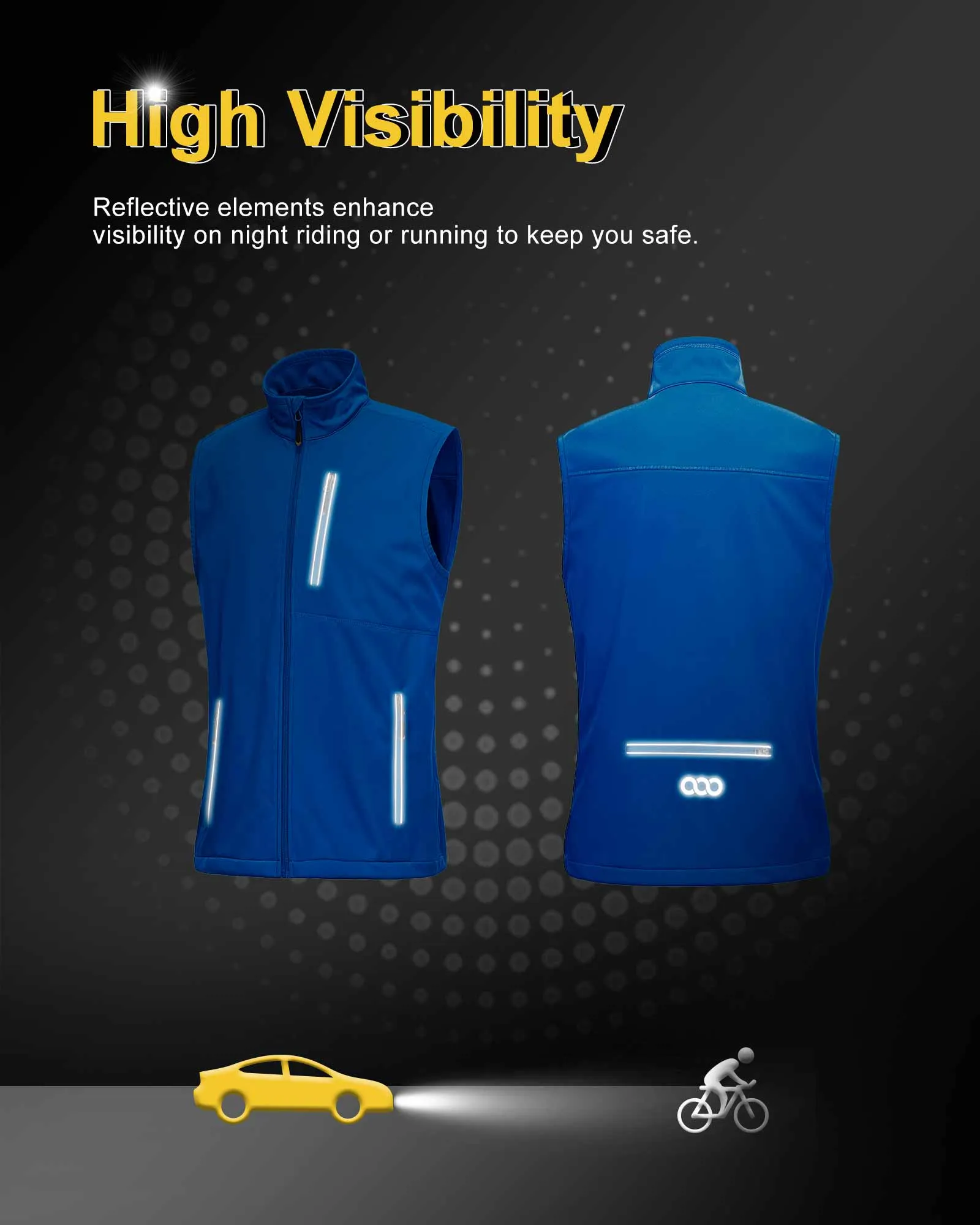 0.88lbs 10000mm Waterproof 10000 Level Breathable Men's Windproof Vest Outerwear with 6 Pockets Reoflective Design