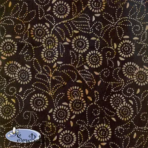 115" Batik Cotton - Medora Flora - Tuxedo Brass  [ 29" CUT ONLY ]