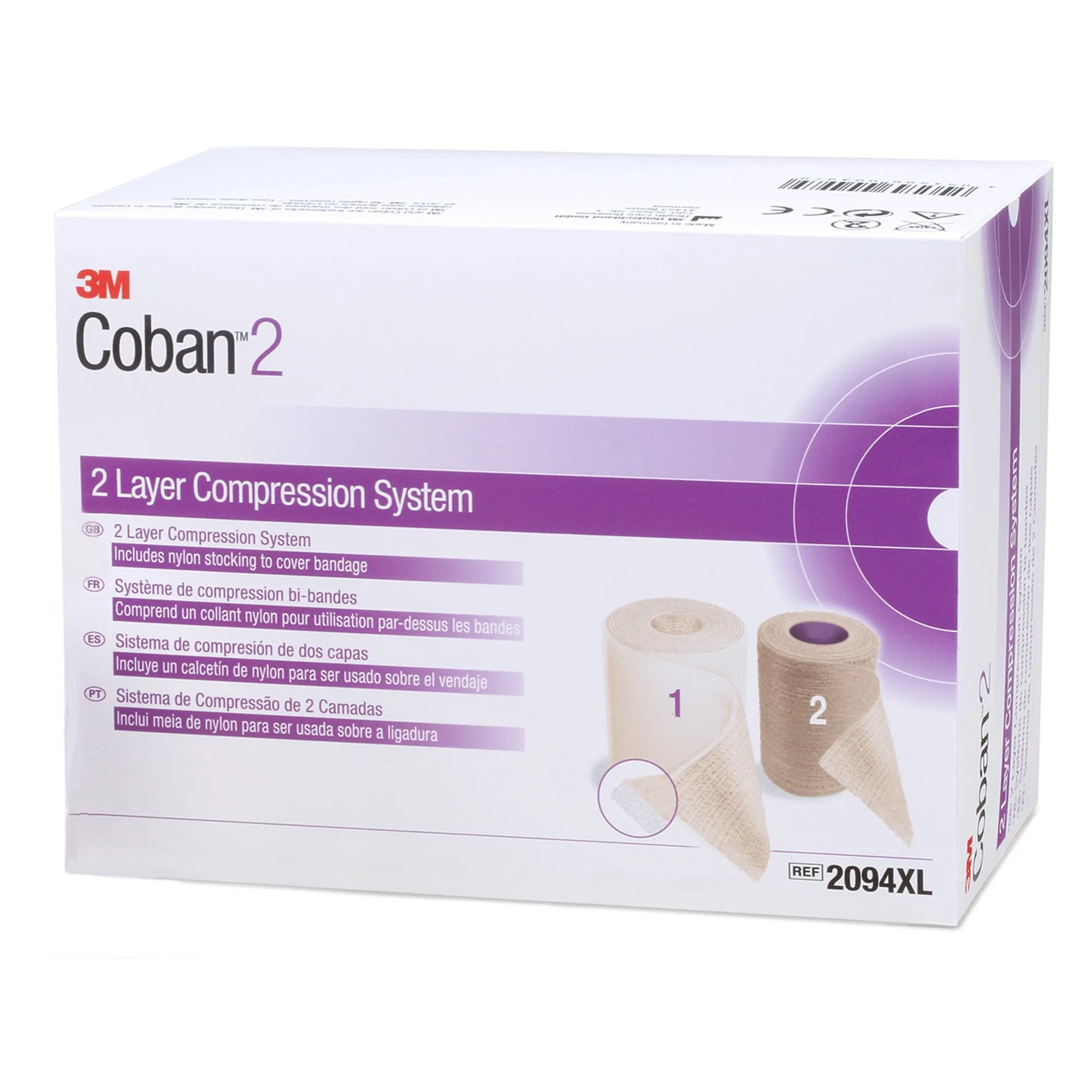 3M™ Coban™ 2 Self-adherent / Pull On Closure 2 Layer Compression Bandage System, 1 Box