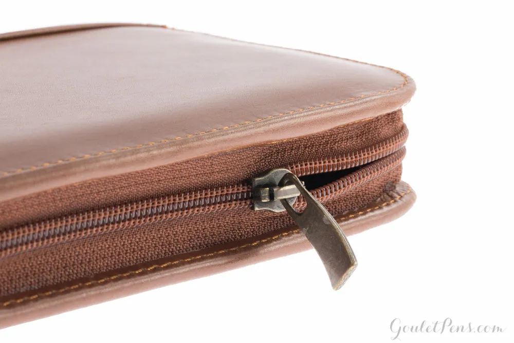 Aston Leather 10 Slot Pen Case - Cognac