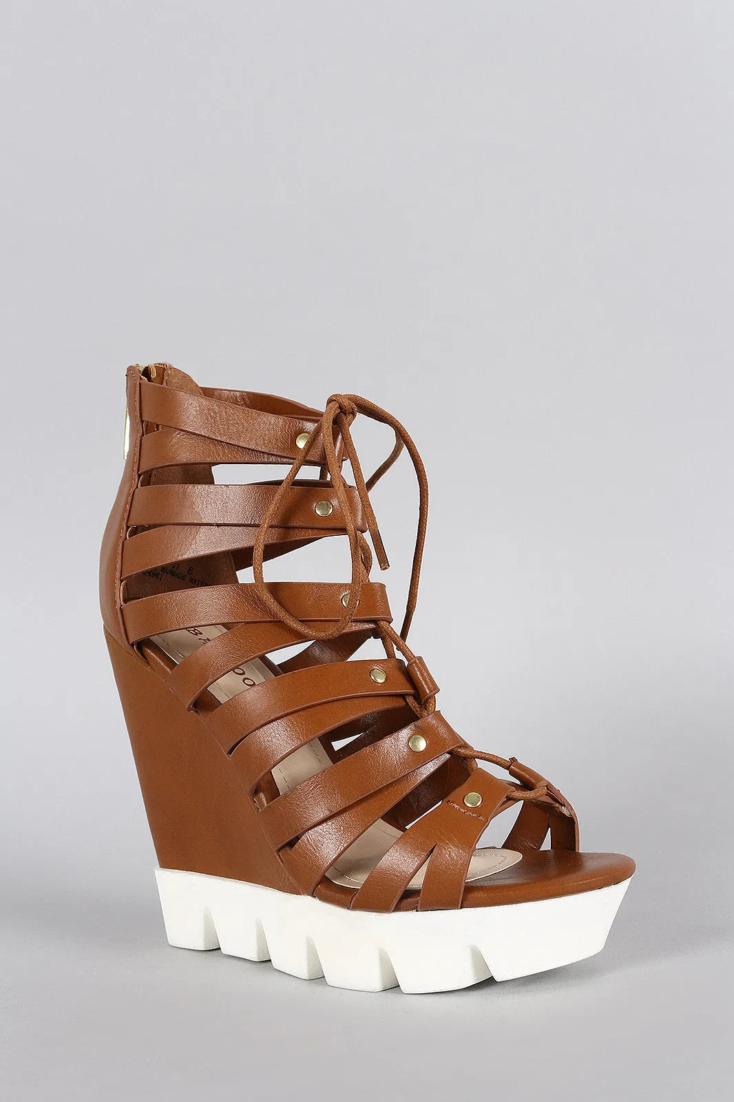 Bamboo Caged Lug Sole Contrasting Wedge