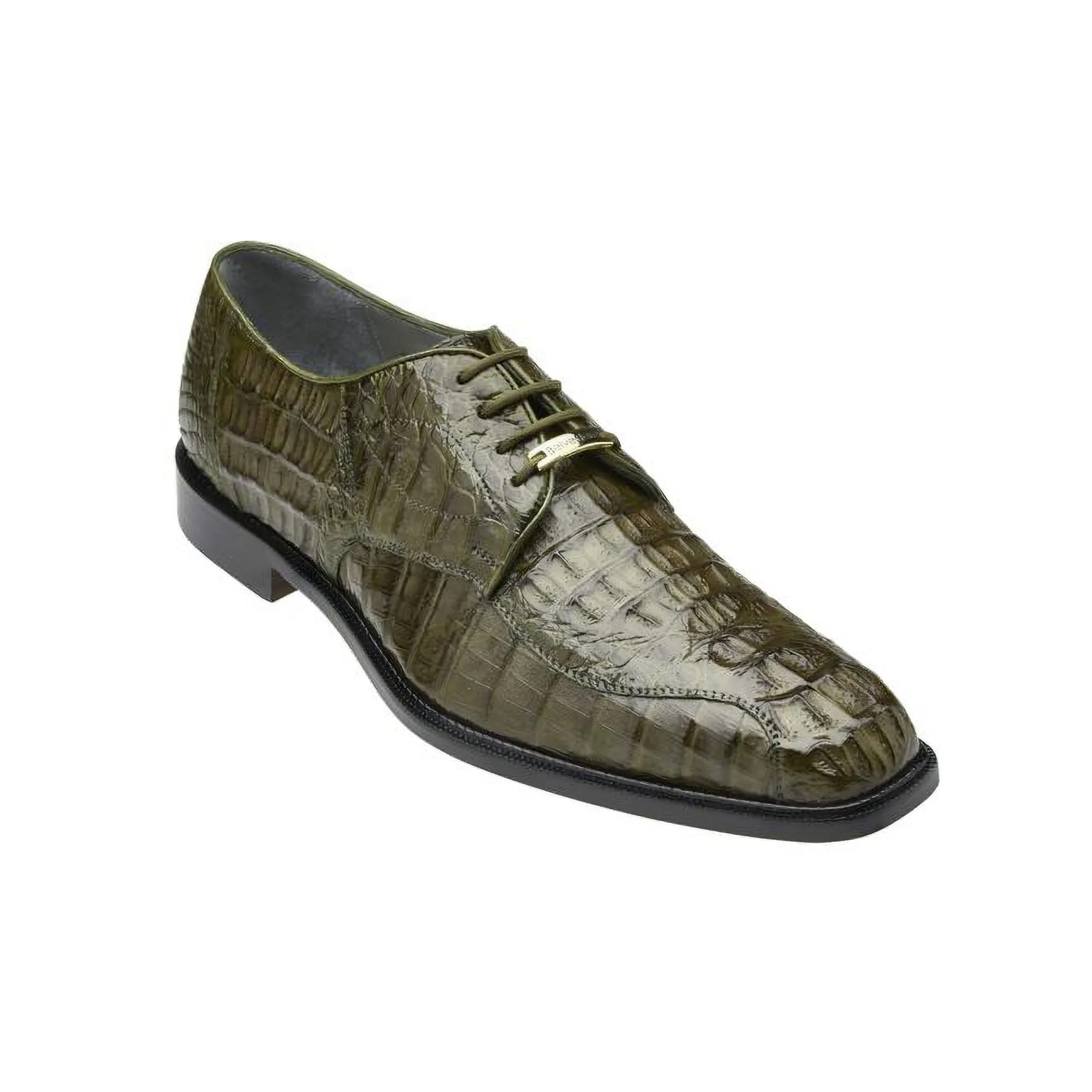 Belvedere Chapo in Olive Caiman Alligator Oxfords