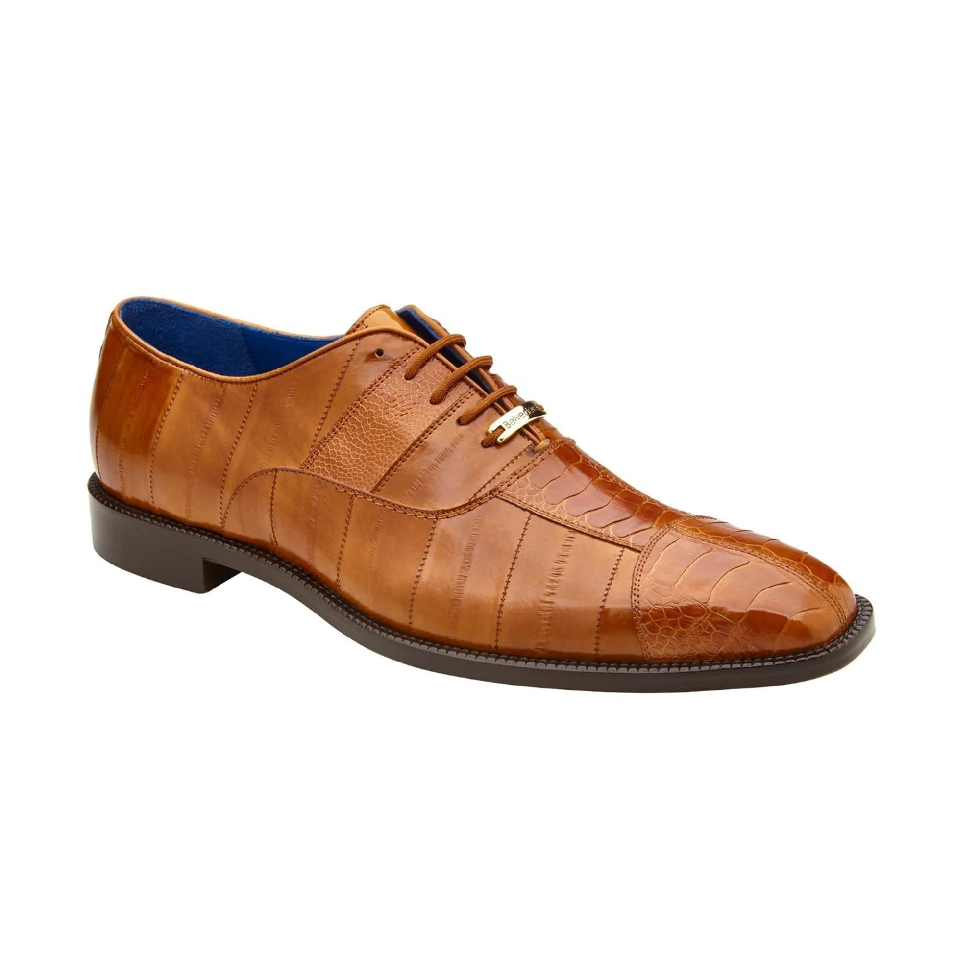 Belvedere Mare in Camel Genuine Ostrich & Eel Oxfords