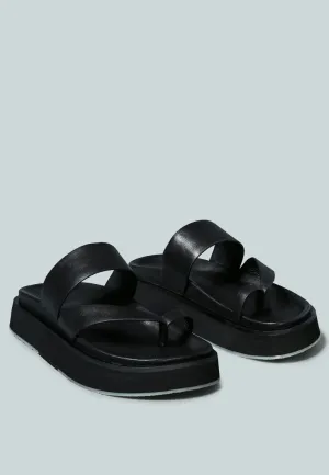 BULLOCK Slip-On Leather Sandal in Black