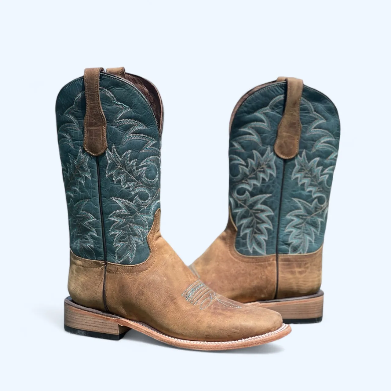 Corral Men's Tan/Blue Square Toe