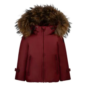 Cranberry Bow Detail Fur Trim Hood Coat