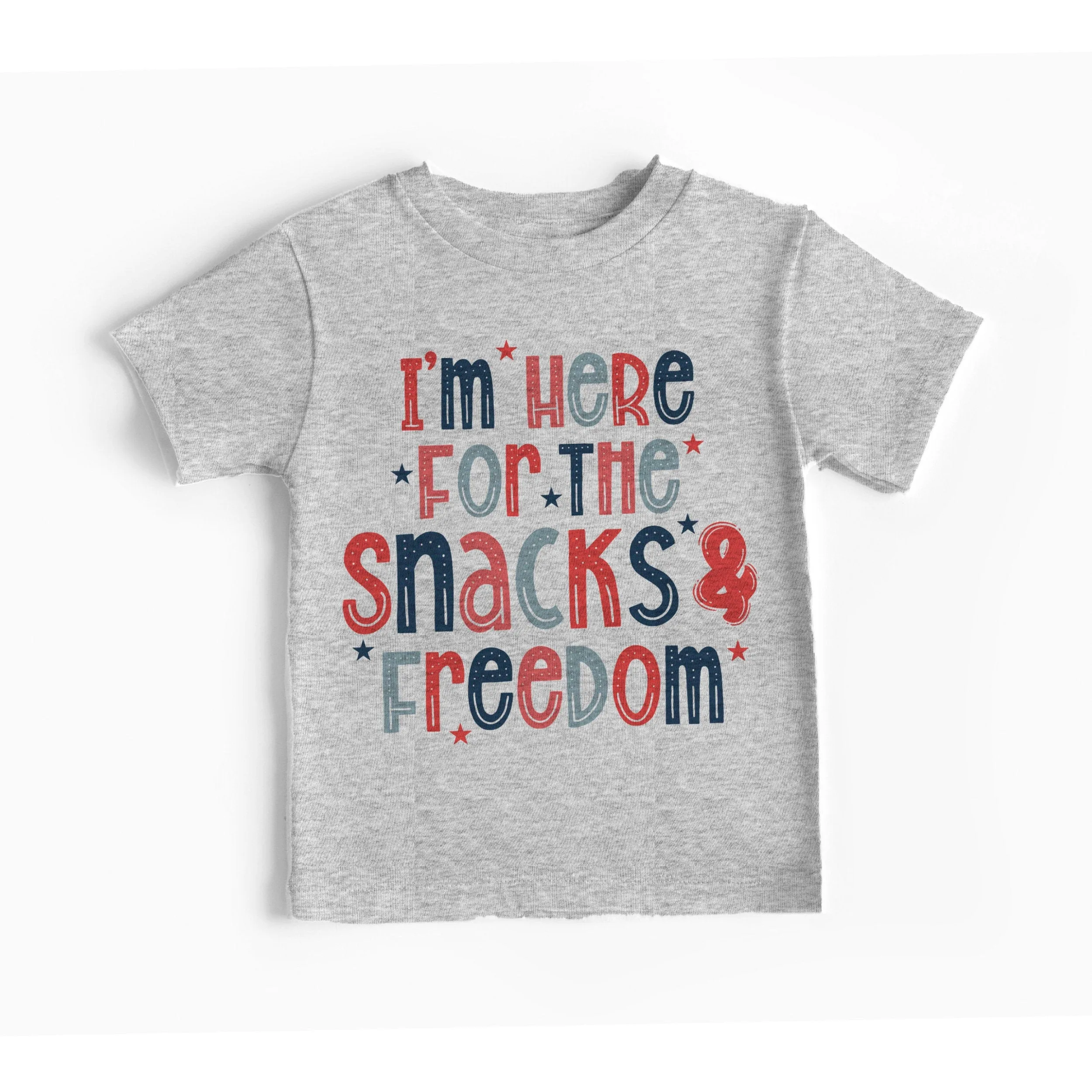 cute kids funny fourth of july just here for the snacks and freedom funny toddler kid 4th of july shirt