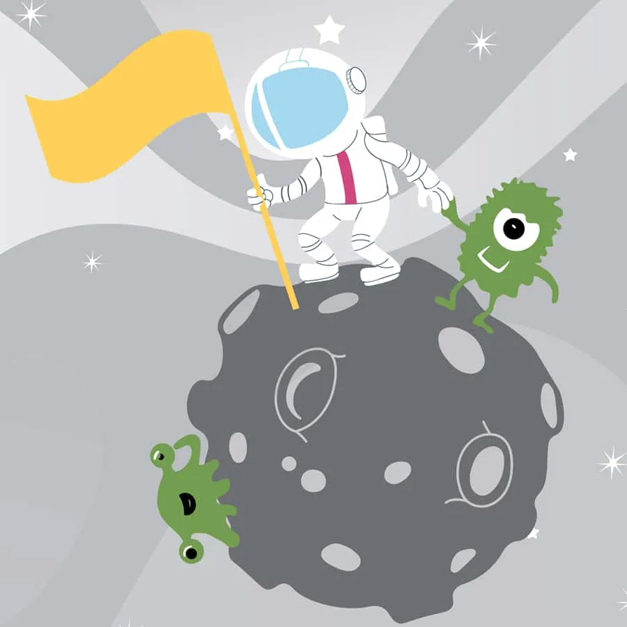 Cute Space Theme Kids Room Wallpaper, Customized