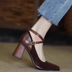 deanwangkt New Vintage Super High Heels Mary Jane Shoes Women Ankle Buckle Platform Pumps Woman Round Toe Chunky Heeled Lolita Shoes