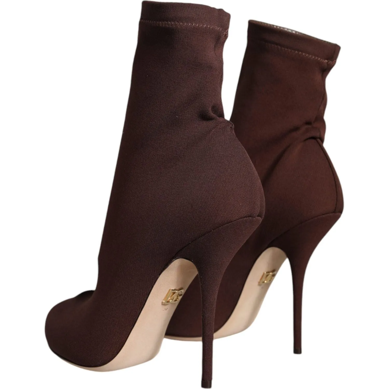 Dolce & Gabbana Brown Stiletto Heels Socks Ankle Boots Shoes