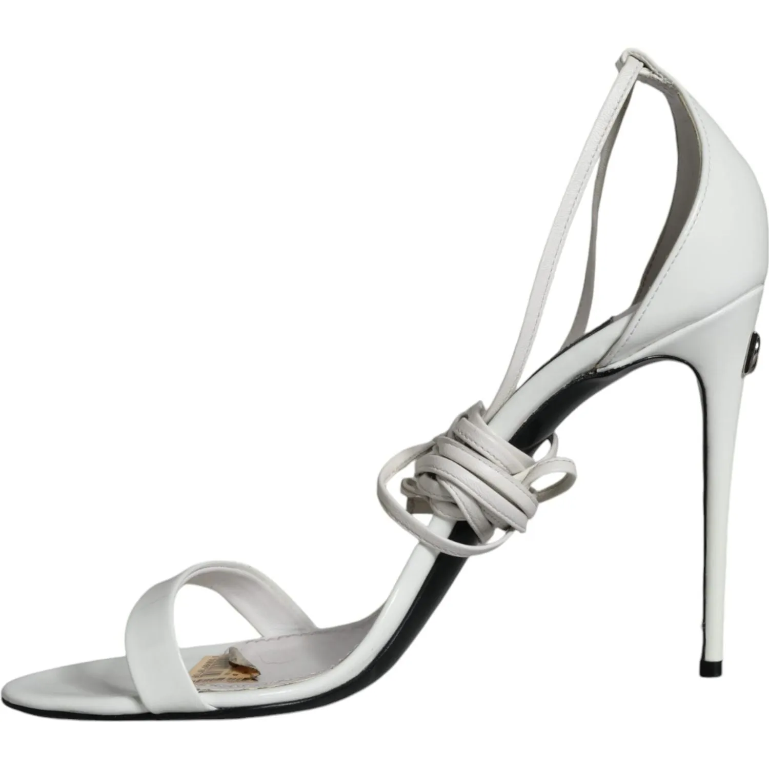 Dolce & Gabbana White Leather High Heels Sandals Shoes