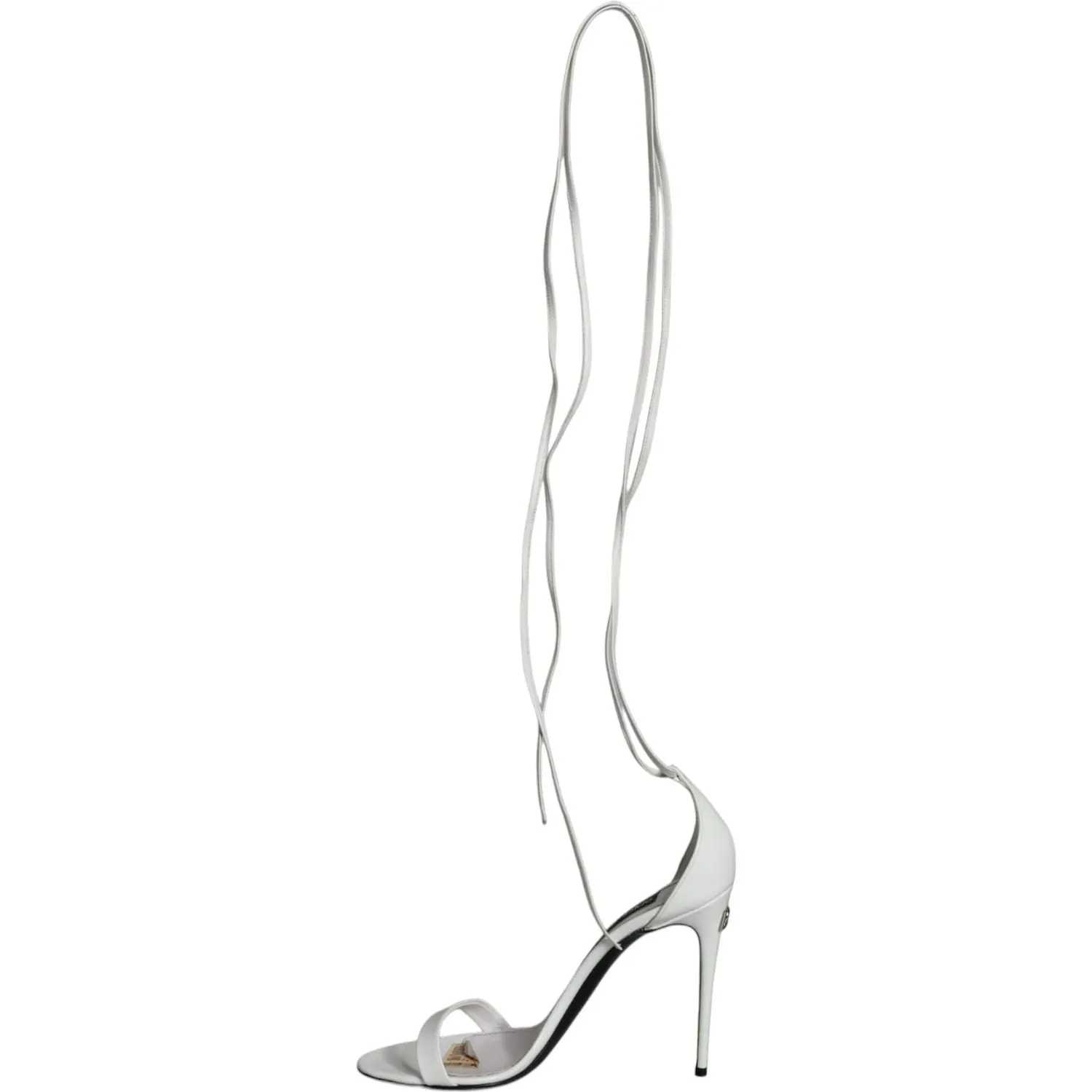 Dolce & Gabbana White Leather High Heels Sandals Shoes