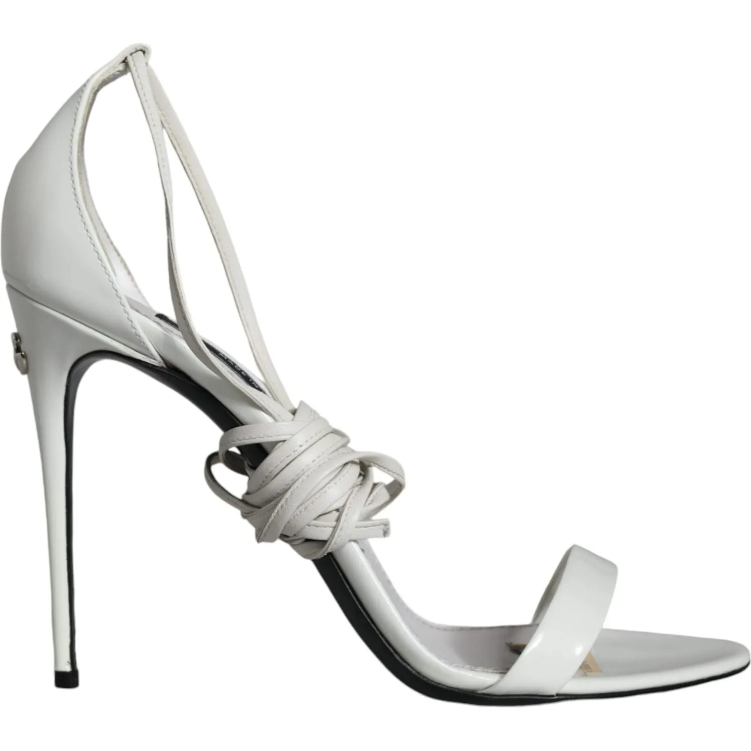 Dolce & Gabbana White Leather High Heels Sandals Shoes