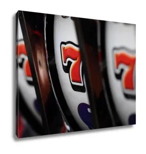 Gallery Wrapped Canvas, Close Up Of Three Seven Jackpot On Casino Slot Machine