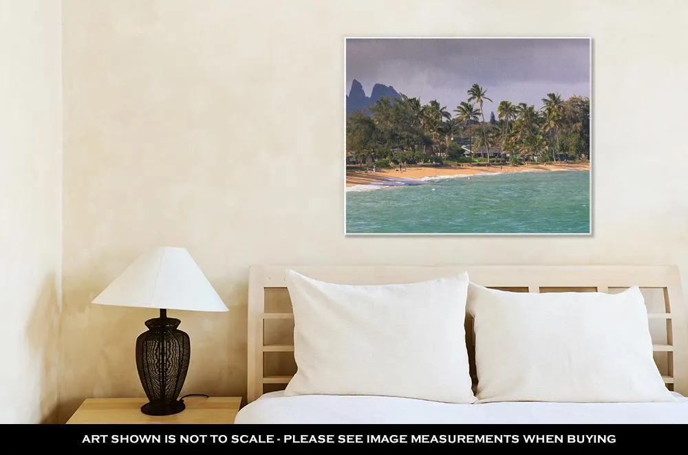 Gallery Wrapped Canvas, Coconut Palm Tree On The Sandy Beach In Kapaa Hawaii Kauai