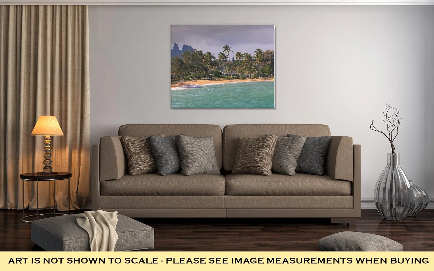 Gallery Wrapped Canvas, Coconut Palm Tree On The Sandy Beach In Kapaa Hawaii Kauai