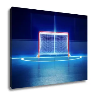 Gallery Wrapped Canvas, Hockey Ice Rink And Goal