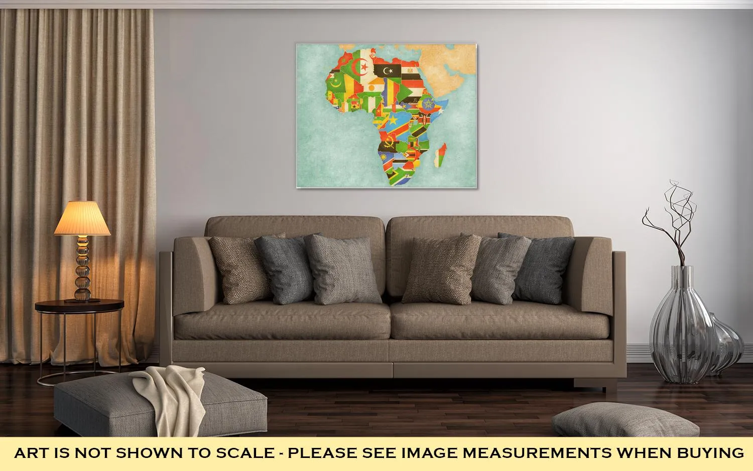 Gallery Wrapped Canvas, Map Of Africa Flags Of All Countries