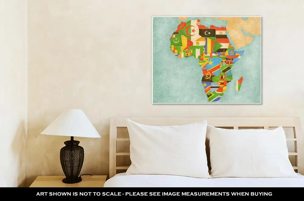 Gallery Wrapped Canvas, Map Of Africa Flags Of All Countries