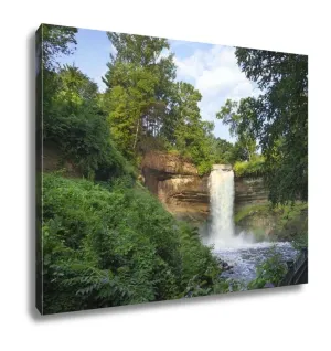 Gallery Wrapped Canvas, Minnehahfalls In Minneapolis Minnesoton Summer Morning