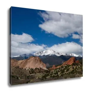 Gallery Wrapped Canvas, Pikes Peak And Garden Of The Gods On A Spring Day