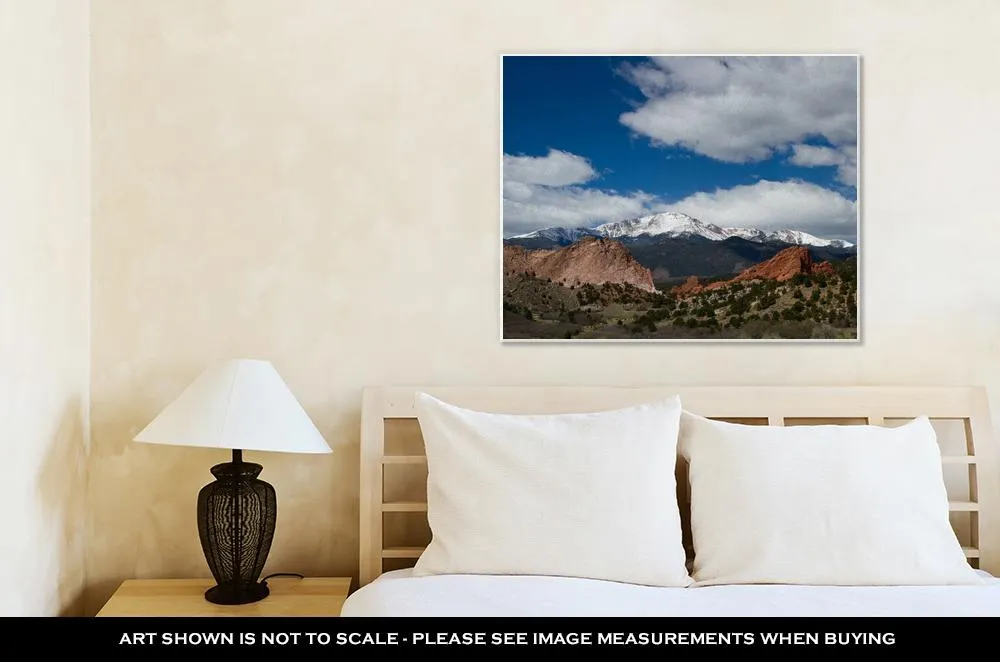 Gallery Wrapped Canvas, Pikes Peak And Garden Of The Gods On A Spring Day