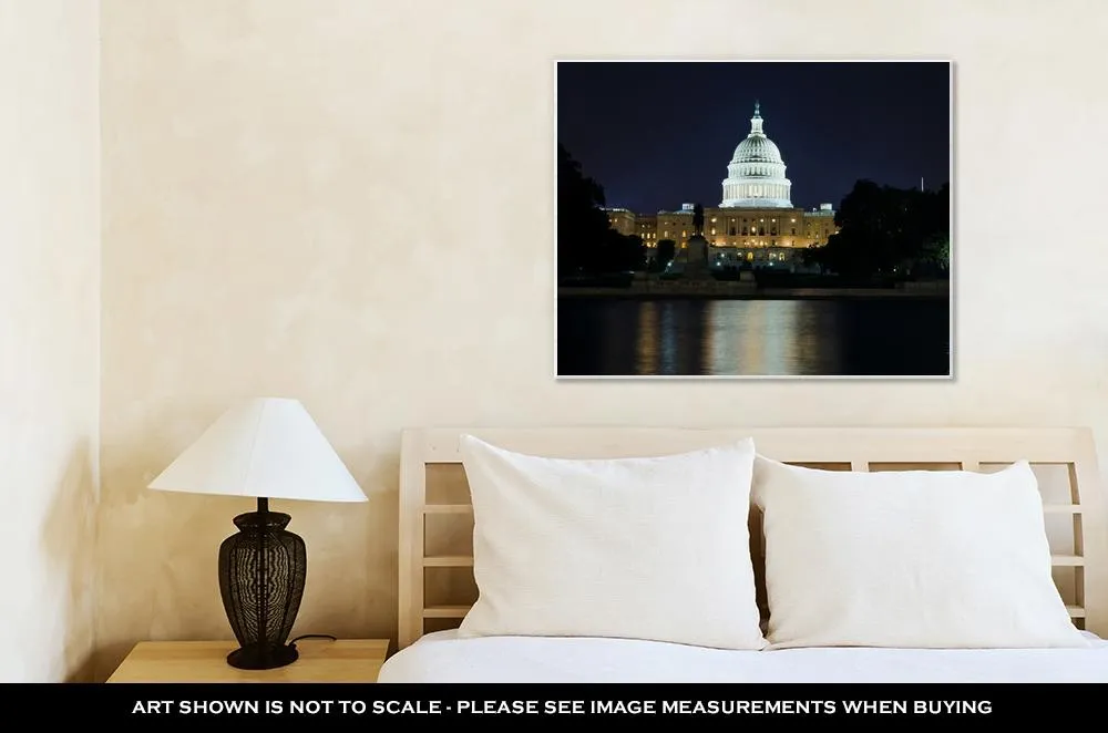 Gallery Wrapped Canvas, View On The Us Capitol In Washington Dc At Night