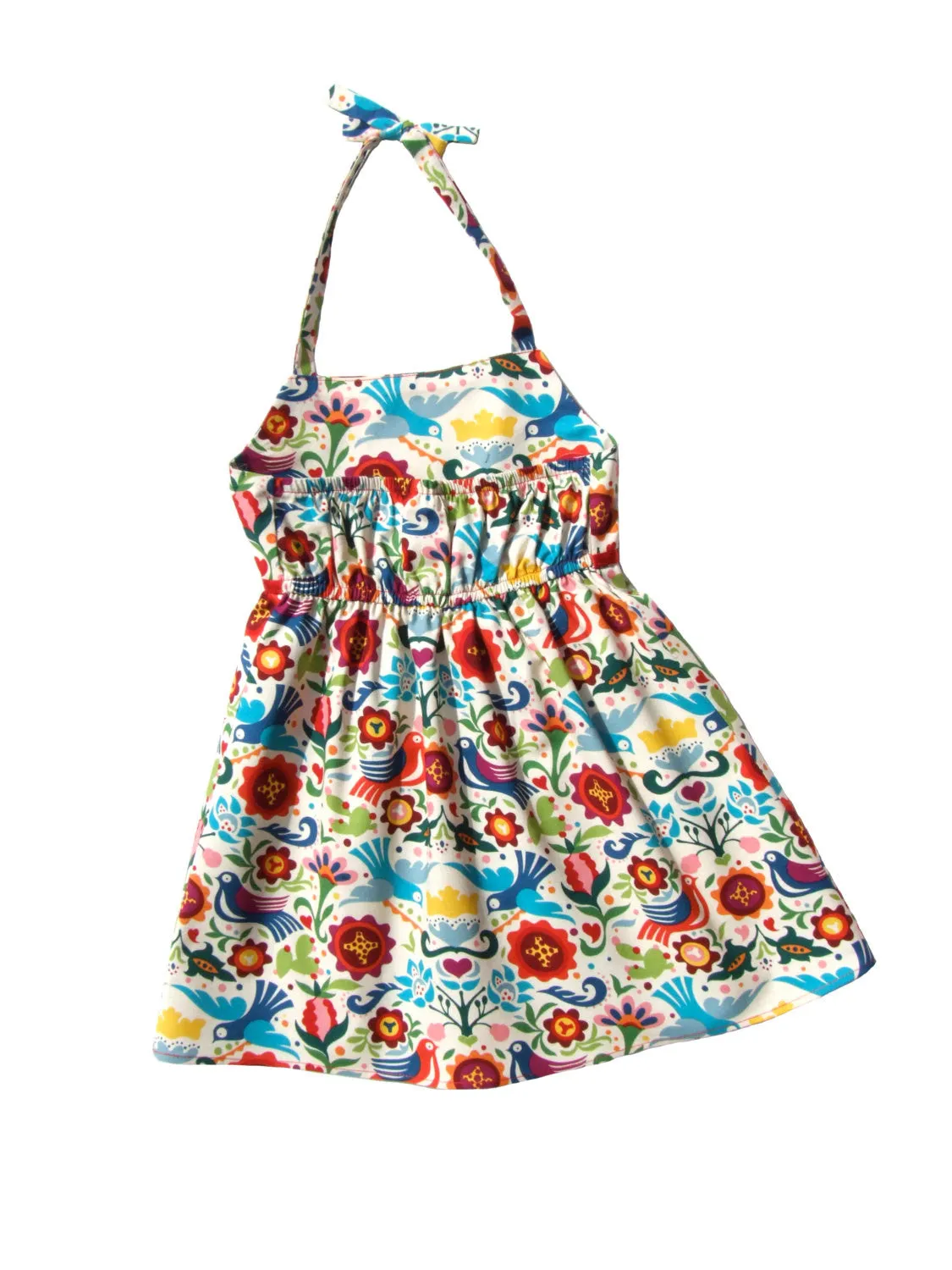 Girl's Halter Doves and Flowers Dress #GD-850