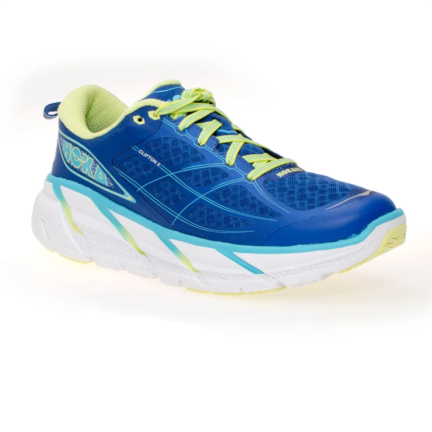 Hoka One One Clifton 2 True Blue / Sunny Lime Running Shoes - Women's