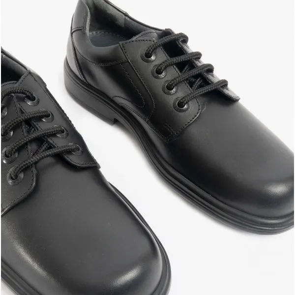 ISAAC Boys Leather Lace Up School Shoes Black