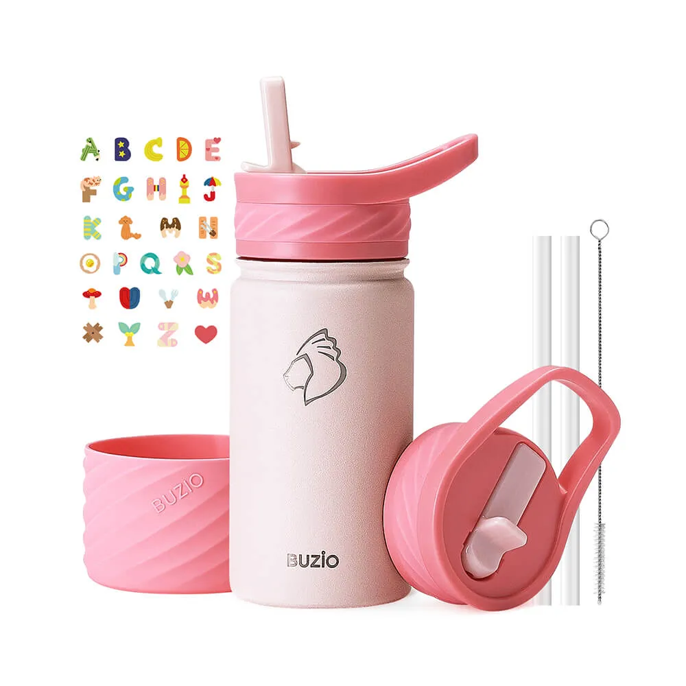 Kids Straw Water Bottles with Boot and Stickers | 14oz