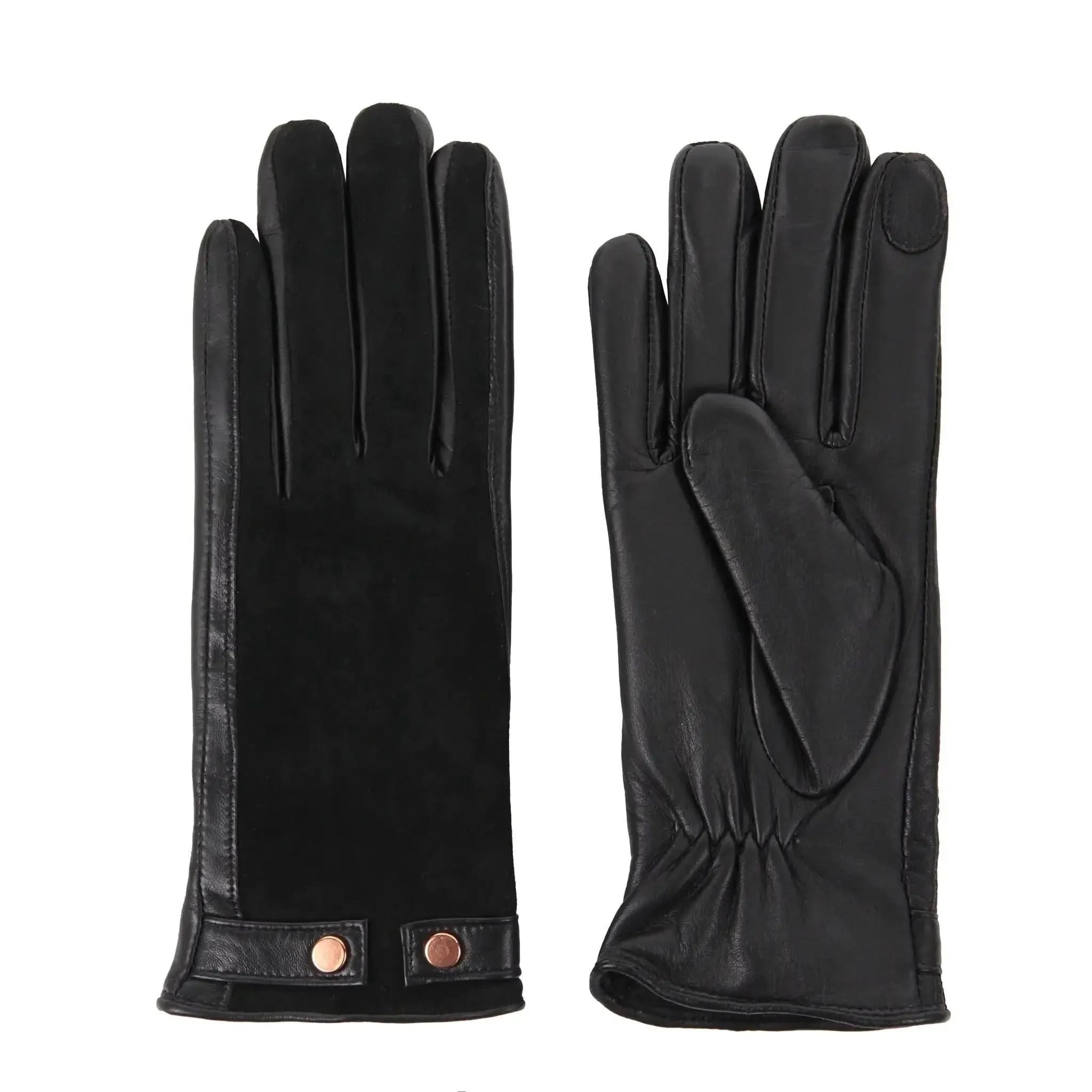 Leather & Suede Black Gloves