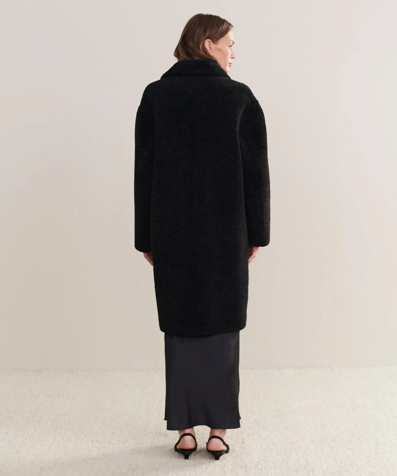 Long Shearling Yves Shawl Coat