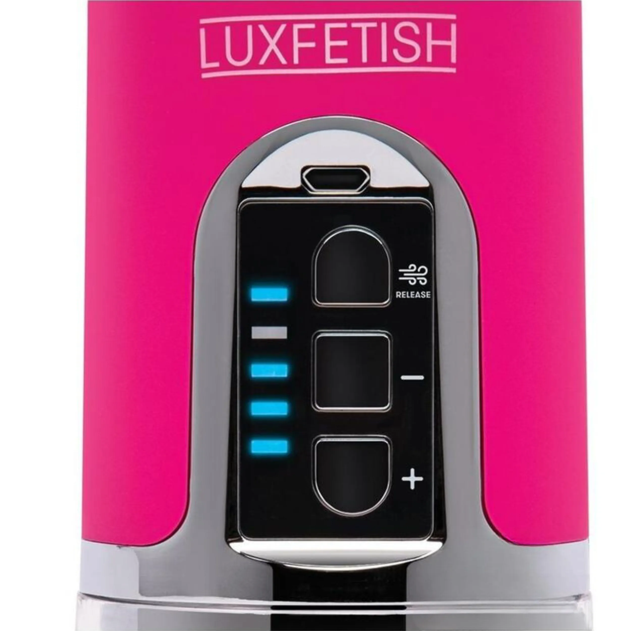 Lux Fetish Rechargeable 4 Function Auto Pussy Pump with Clit Stimulator in Pink