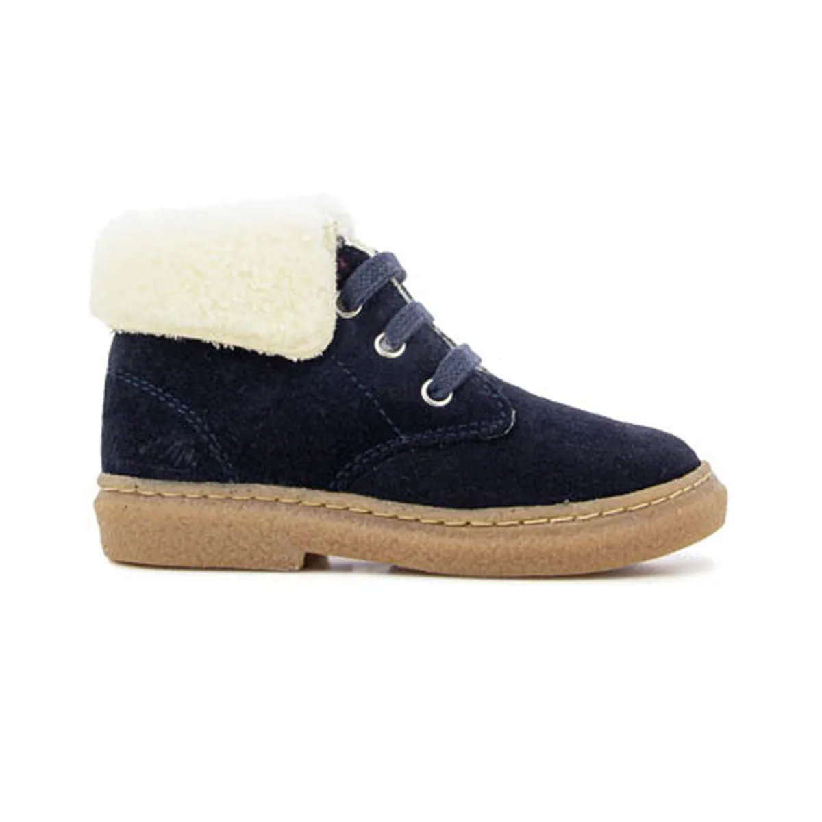 Navy and White Trimmed Trix Shearling Boots