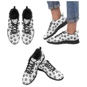 Paw Print Women Sneakers Breathable Lightweight Cat Walking Shoes Black Sole