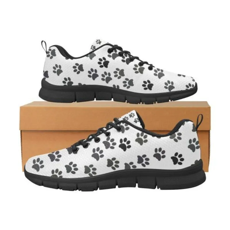 Paw Print Women Sneakers Breathable Lightweight Cat Walking Shoes Black Sole