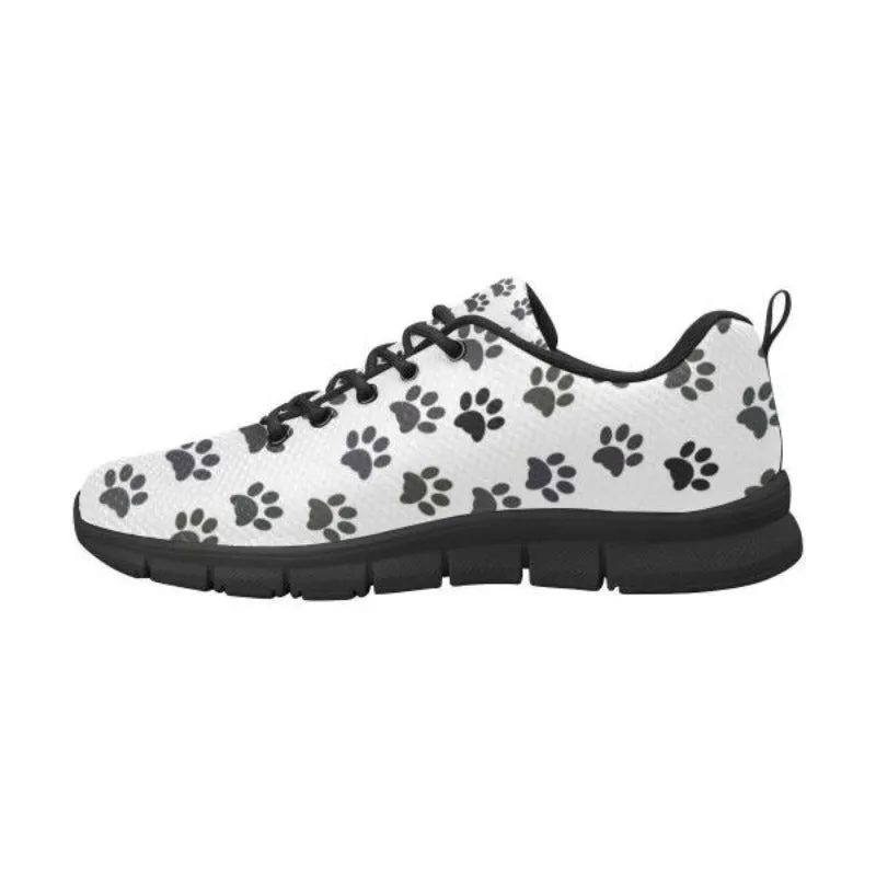 Paw Print Women Sneakers Breathable Lightweight Cat Walking Shoes Black Sole