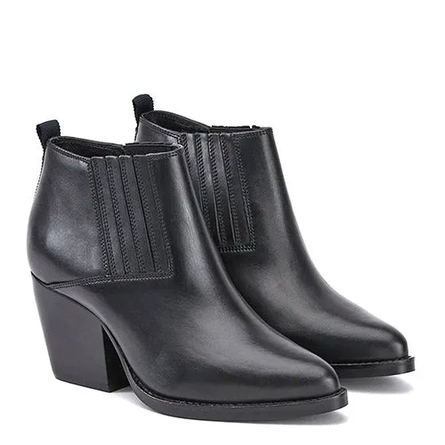 Saint Angela Black Leather Ankle Boot