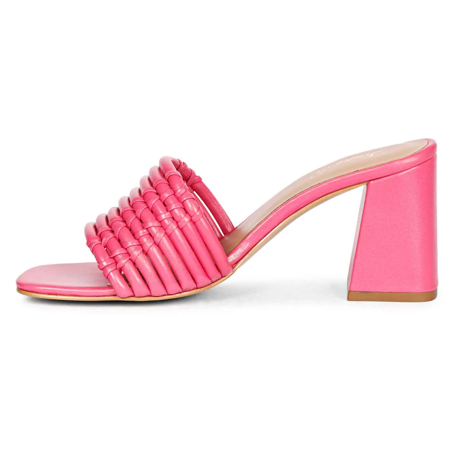 Saint Bethany Strappy Hot Pink Leather Block Heels