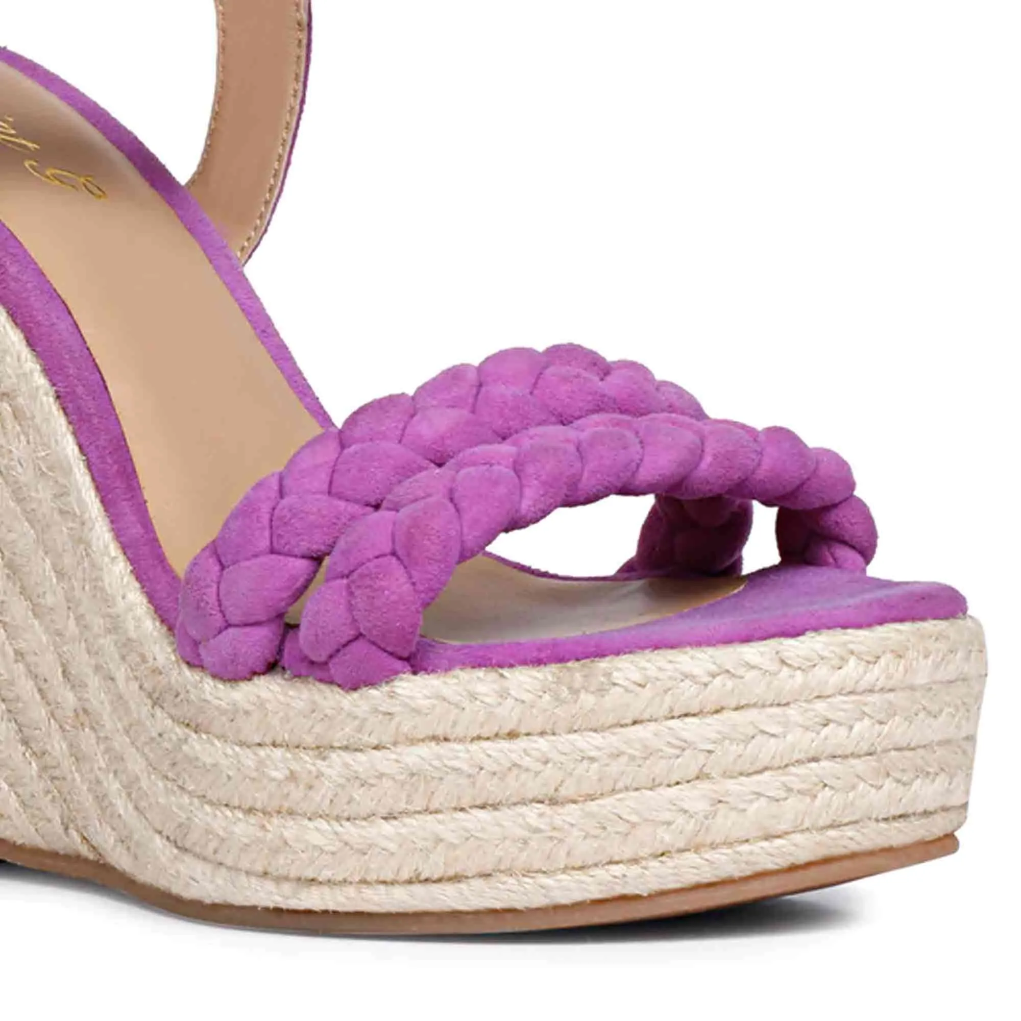 Saint Clarisse Woven Purple Suede Leather Wedge Heels