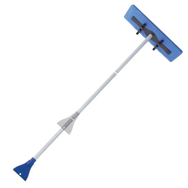 Snow Joe SJBLZD Original 2-in-1 Snow Broom with 18-Inch 3rd Party Tested Scratch Free Foam Head   Large Ice Scraper, Blue