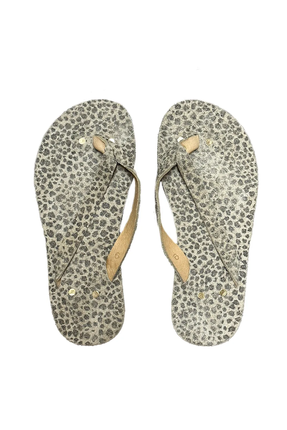 Tiny Leopard Leather Flip Flops